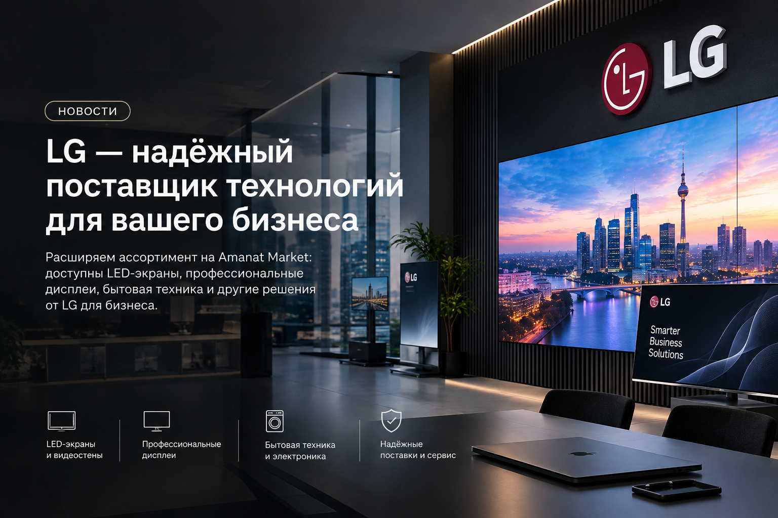 LG для бизнеса: профессиональные дисплеи, LED-экраны и комплексные решения для современных компаний