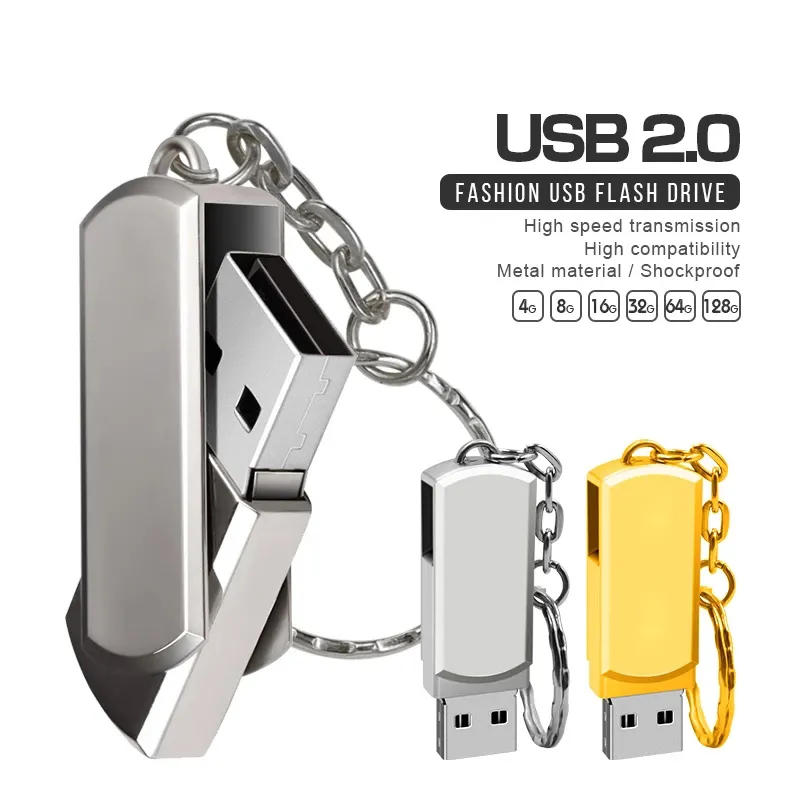Fashion USB 3.0 Flash Drive 4GB to 128GB Capacities Rotate 360 Degrees with Custom Logo New Metal Material USB Flash Disk