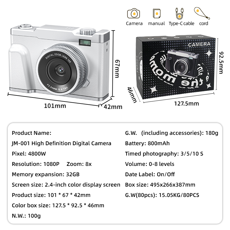 Vintage 4K Compact Digital Camera 64MP Portable Photography Device Flip Screen Autofocus Vlogging Camera for Students Beginners