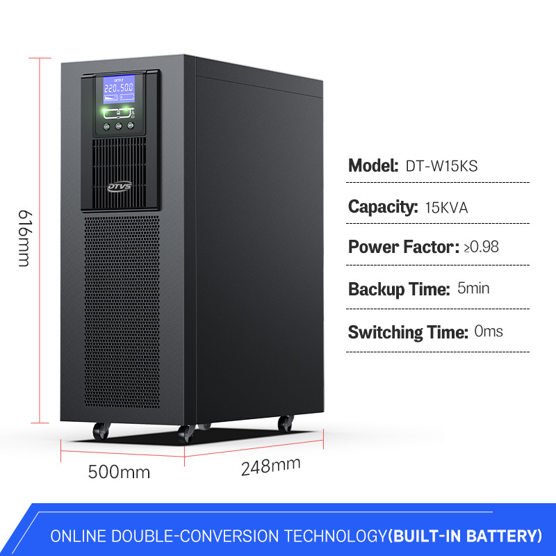 Online 12kW/15KVA Three-Phase UPS with 60Hz Output Frequency Uninterruptible Power Supply for Server Rack & Tower UPS