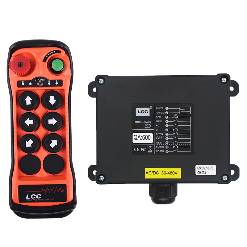 LCC QA600 IP65 Waterproof 433MHz 6-Button Industrial Radio Remote Control for Crane Hoist