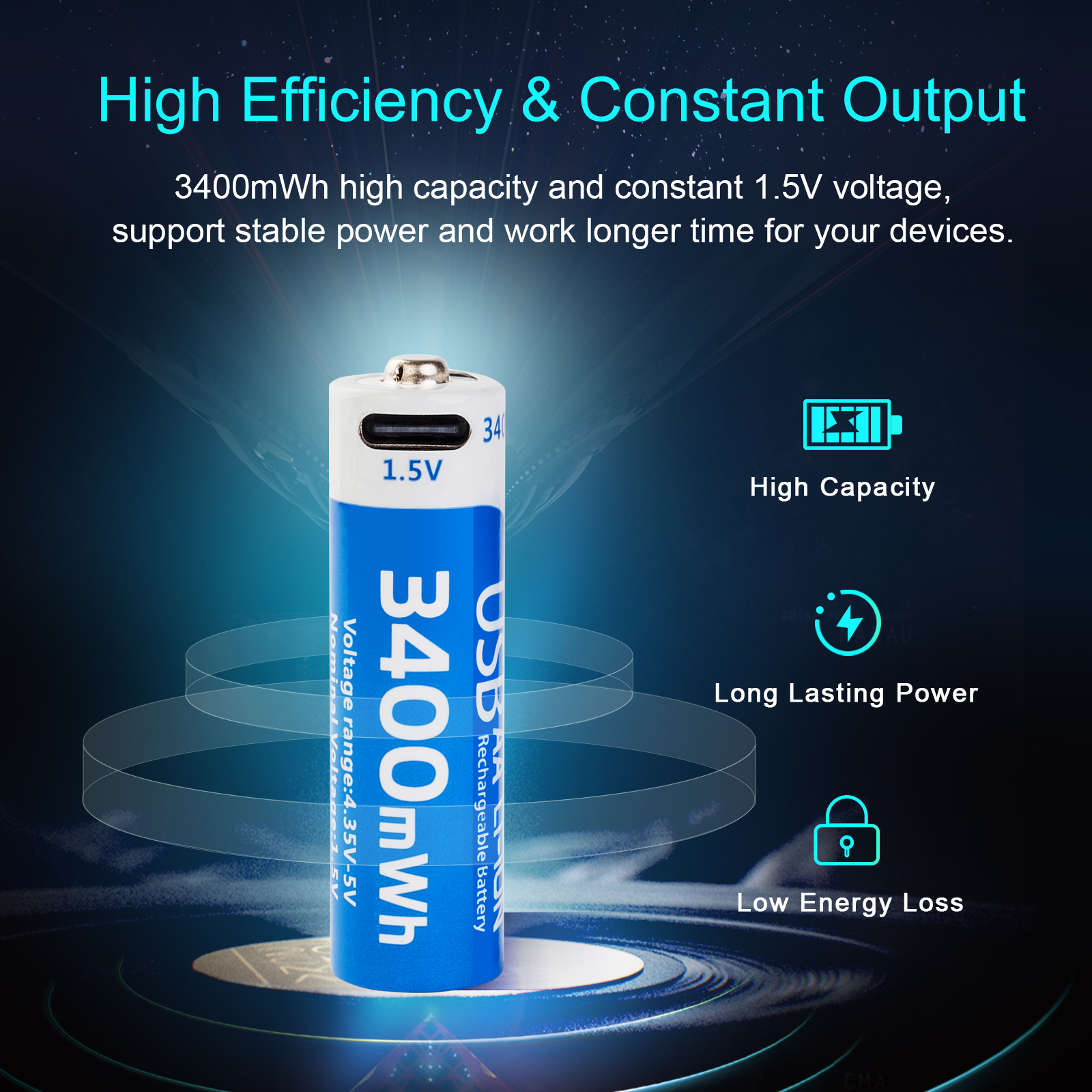 LDSMNLI 3400mwh China Power Home Li-ion Batteries1.0V  1.5v Household AA Usb Rechargeable Lithium Battery