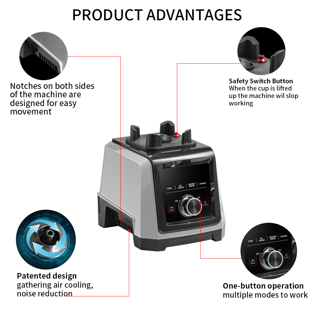 2025 Commercial Electric Heavy Duty Powerful Blender Food Processor Multifunctional Juice Smoothie Mixer Grinder Blender