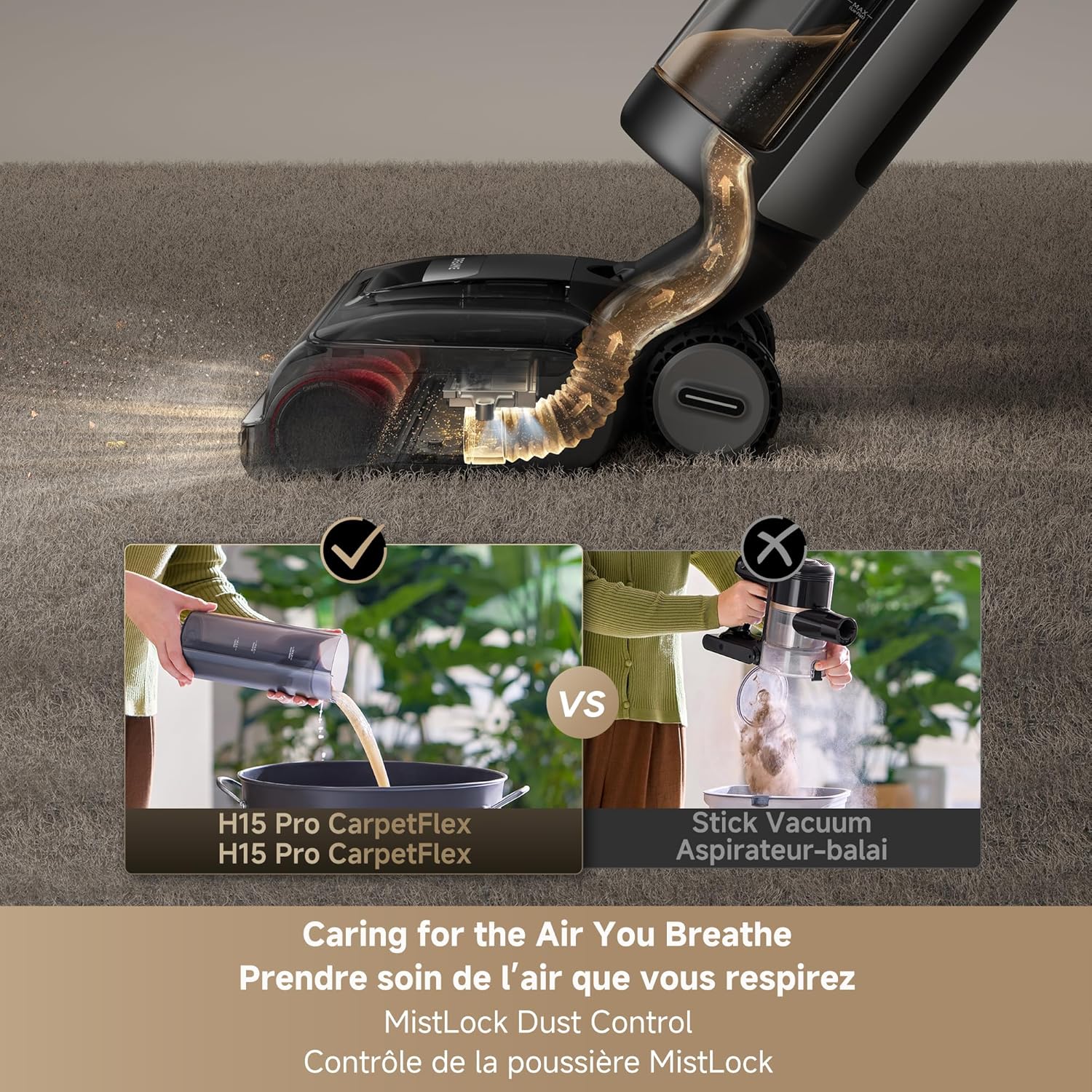 Dreame H15 Wet Dry Vacuum Cleaner 22000Pa Suction App-Controlled Powerful Motor SmoothGlide Carpet Auto Brush Rinsing Floor Care