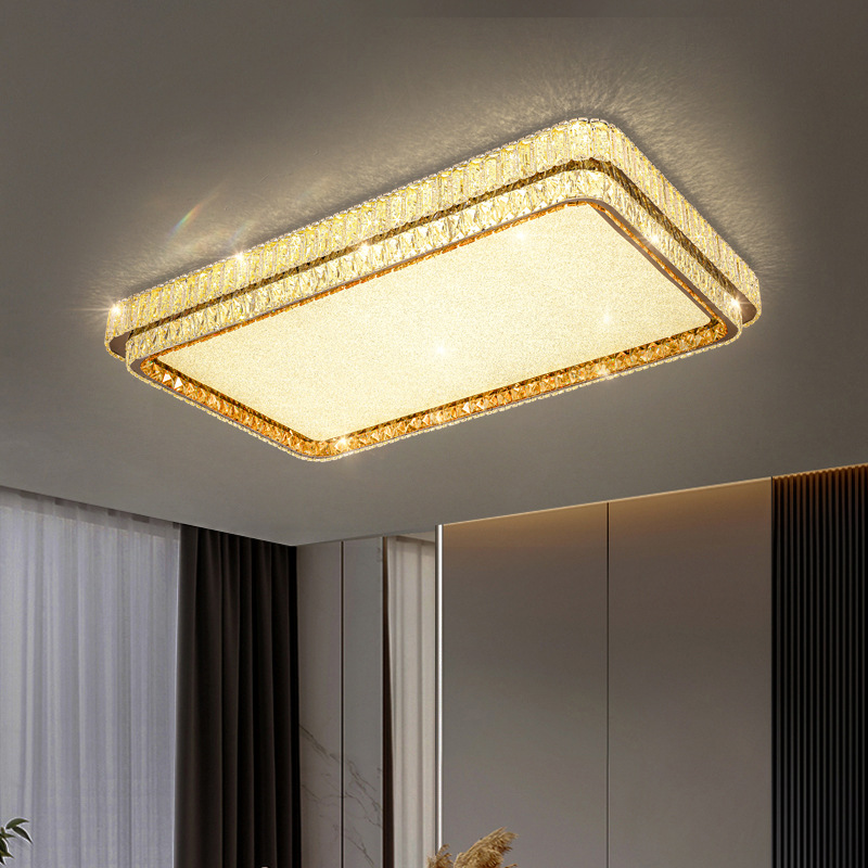 Nordic Modern Round Luxury Gold LED K9 Crystal Chandelier Interior Lighting Flush Mount Led Ceiling Home Light for Bedroom