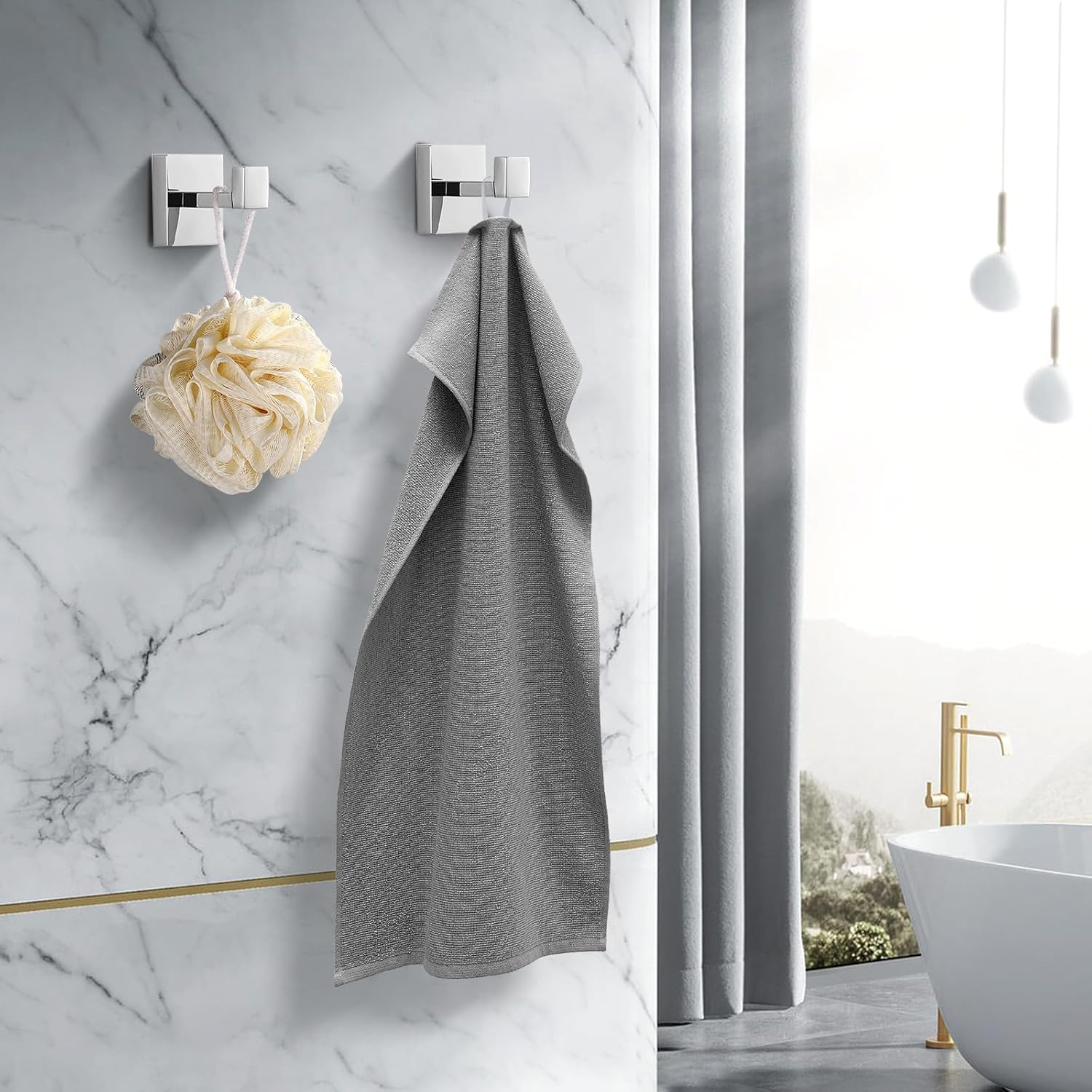 Wholesale China Factory Polished Chrome Square Hook Wall Mounted Stainless Steel 304 Robe Towel Hook for Home Bathroom