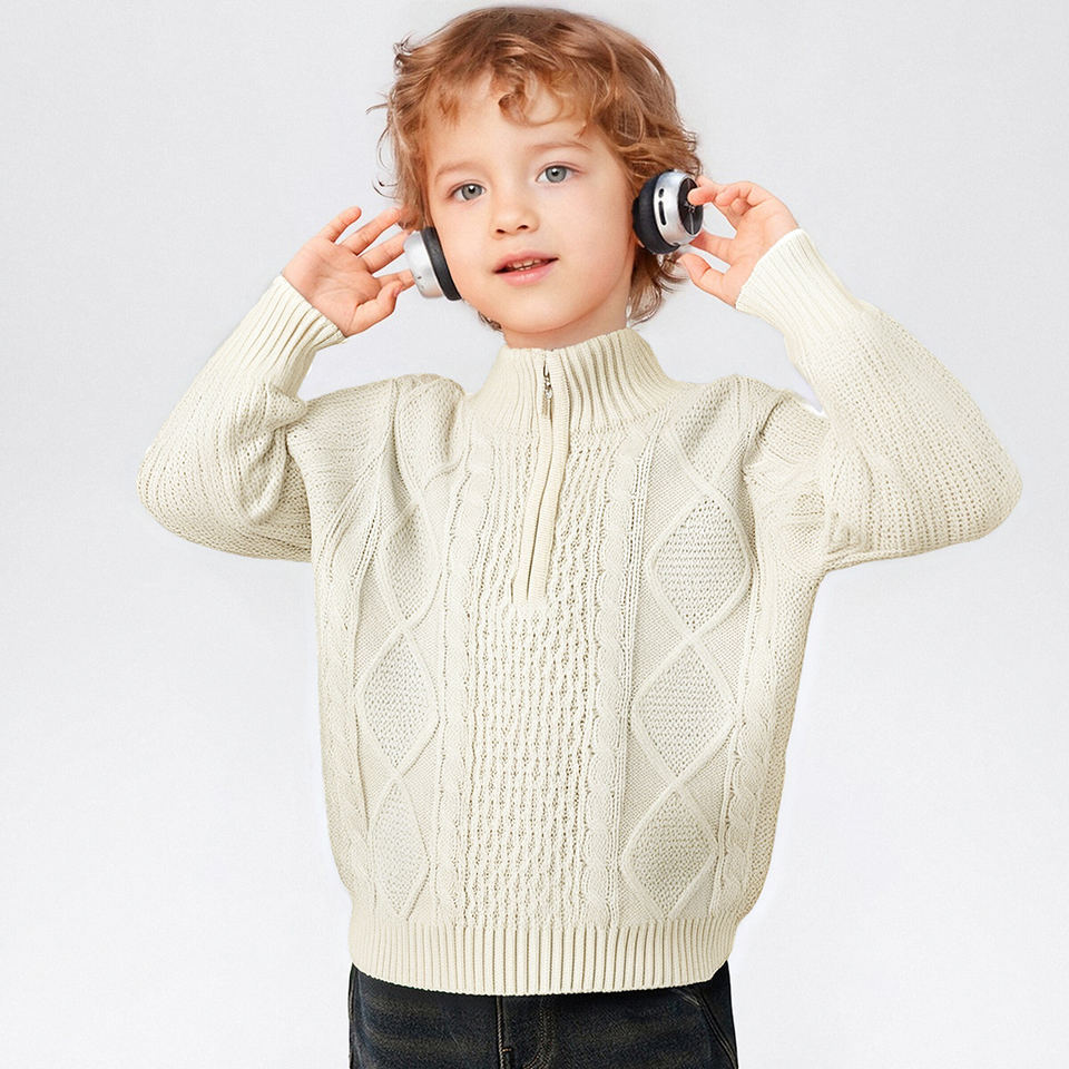Boys Winter Cable Knit Half Zip