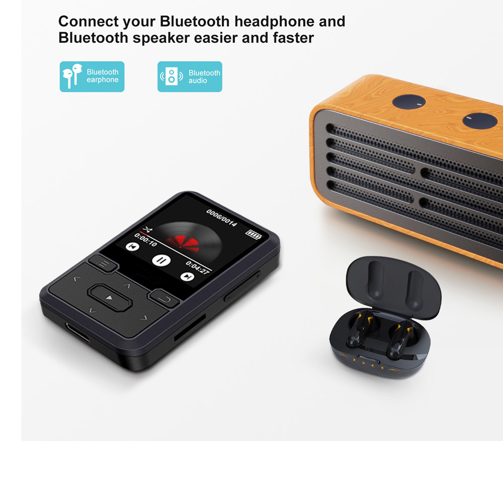 Clip on  MP3 Player with Voice Recorder USB C Charging TF Card Support Portable Mini Music Player for Running and Gym