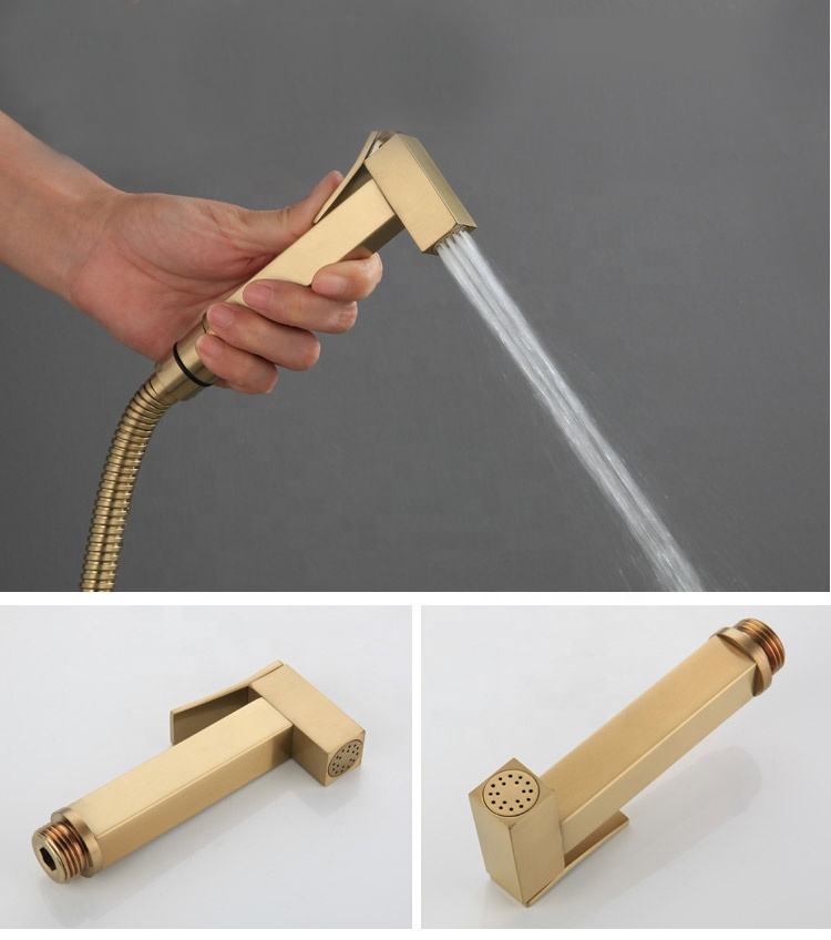 Настенный комплект биде в цвете матовое золото (Brushed Gold)