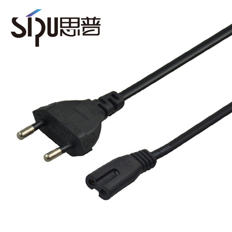 SIPU EU 2 Pin Assembled Plug AC Electric Wire Extension Cable IEC C7 Connector PVC Jacket IP11 Level 1m Power Cord for Computer