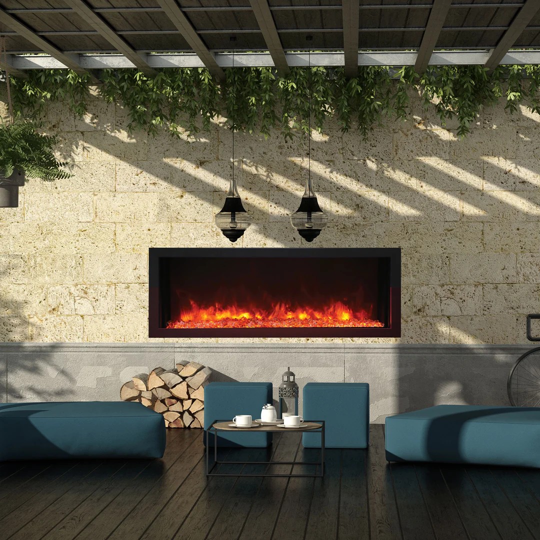 Modern 1500W Electric Fireplace Remote Control WiFi App Control Embedded Landscape Steel Design Indoor Outdoor Use Home Hotel