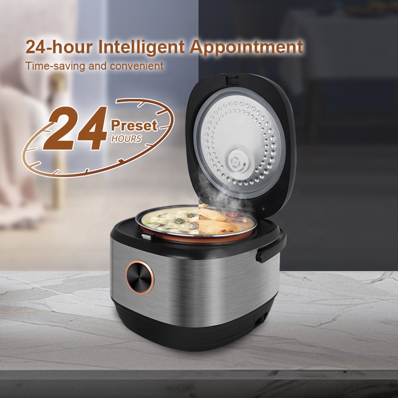 5L Large Electric Silver Crest Rice Cooker Commercial Smart Multifunction Stainless Steel Automatic Nonstick Digital Rice Cooker