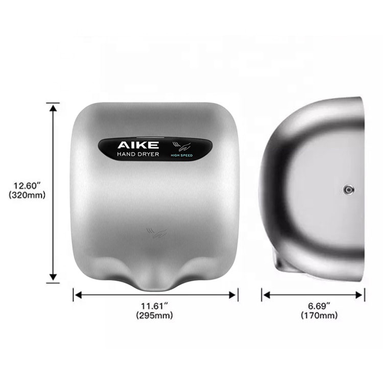 AIKE AK2800B Professional Manufacturer Durable Automatic Stainless Steel High Speed Hand Dryer for Commercial Bathroom