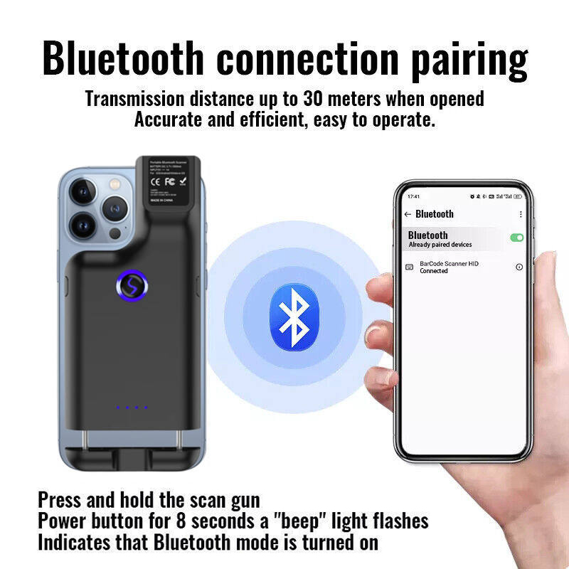 YJ-6606 Mini Portable 2D QR Barcode Reader Wireless Handheld BT Barcode Scanner with Cell Phone Clip