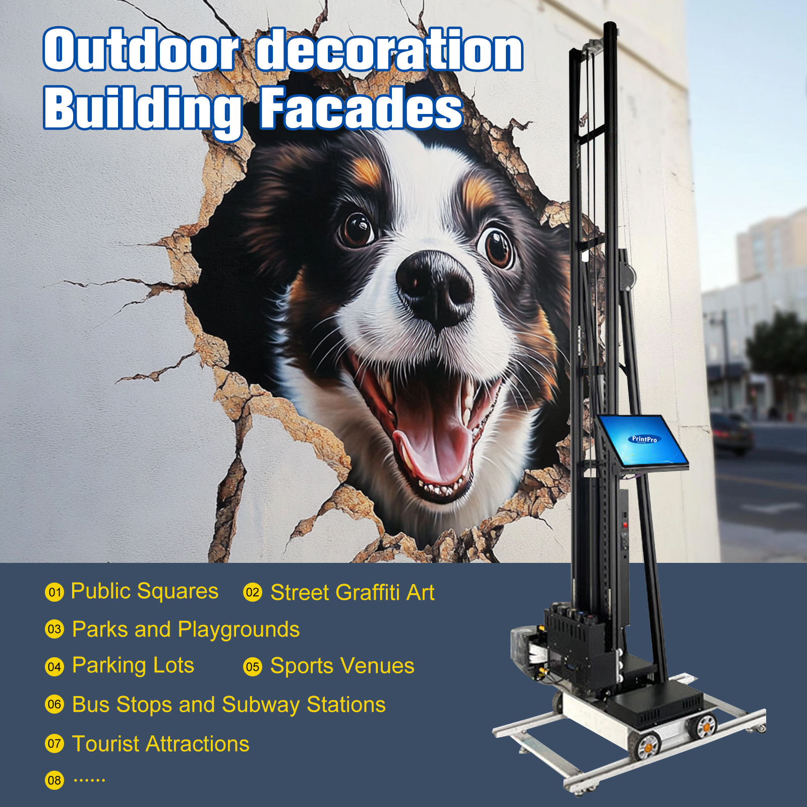 Printava 7d Uv Wall Painting Machine Robot Automatic Wall Panel 3d Vertical Mural Printer Printing Machine Wall Printer