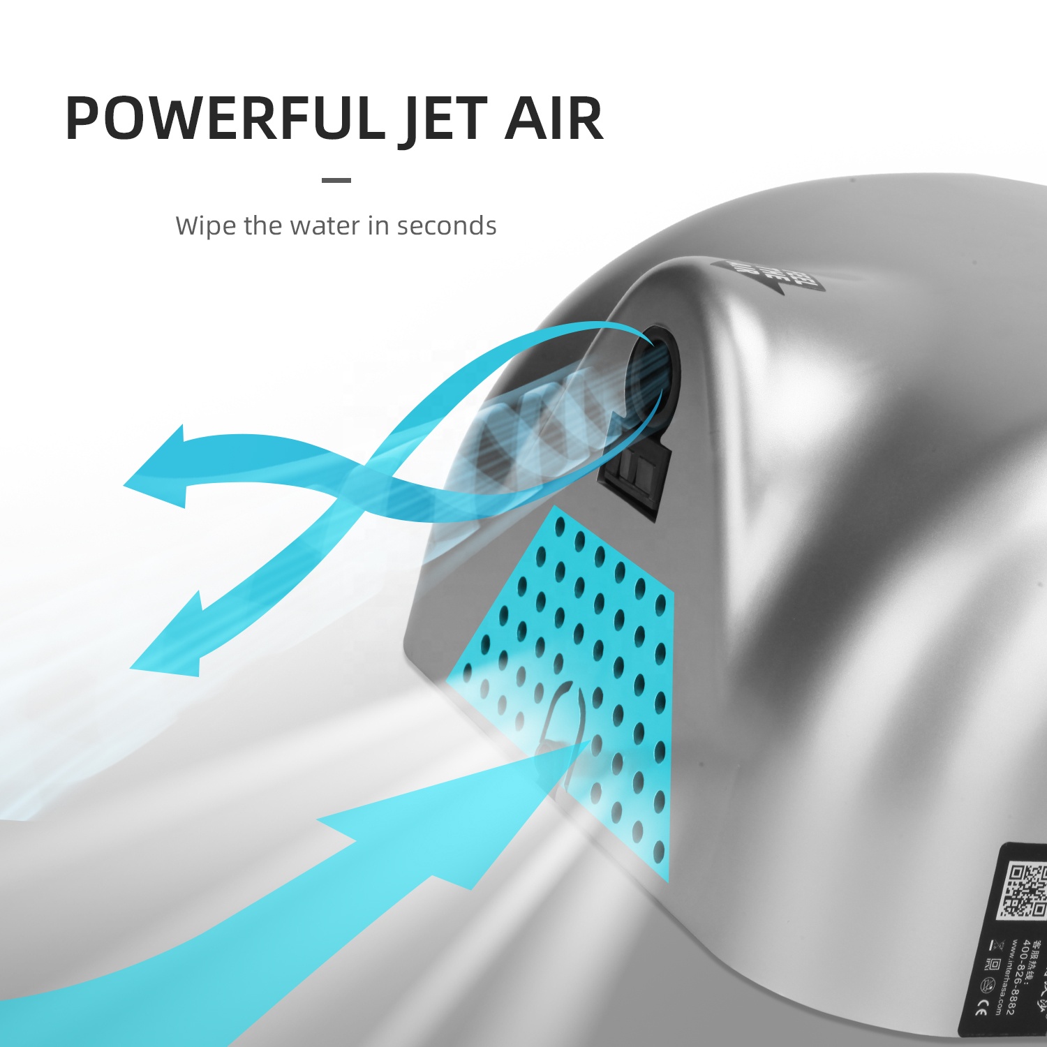 110v Stainless Automatic 304 Sus Jet Hand Dryers Excel Manufactures of Hand Electric Dryers for Bathrooms Commercial