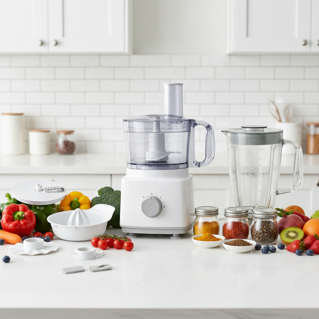 750W Multifunction Food Processor with 2L Bowl Blender Chopping Slicing Fine&Coarse Grating Kneading Emulsifying Citrus Juicer