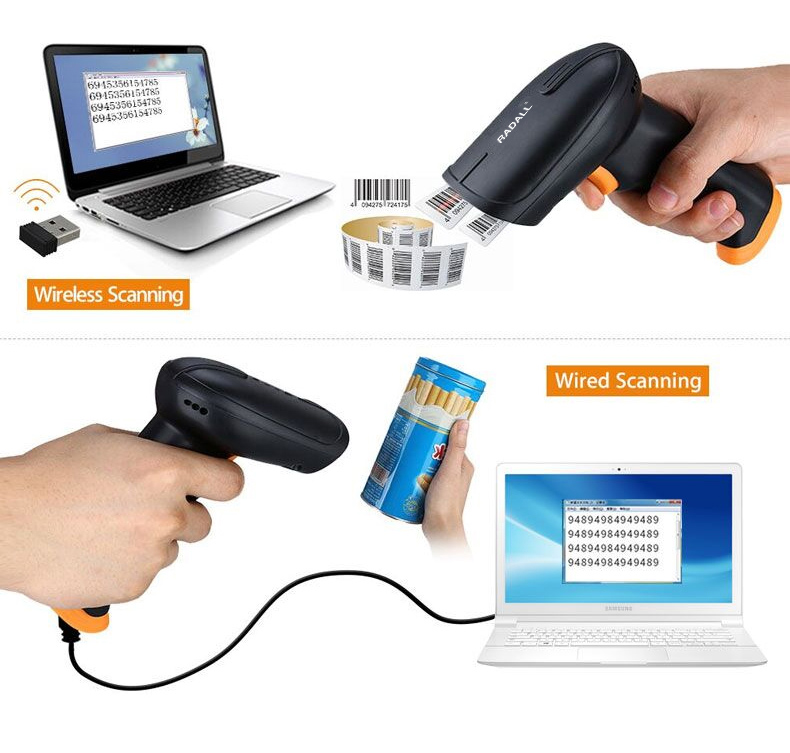Netum Radall S5 S8 Portable 2D Wireless Barcode Scanner Bar Code Scanner Lecteur Code Barre Gun USB Bar Code Reader