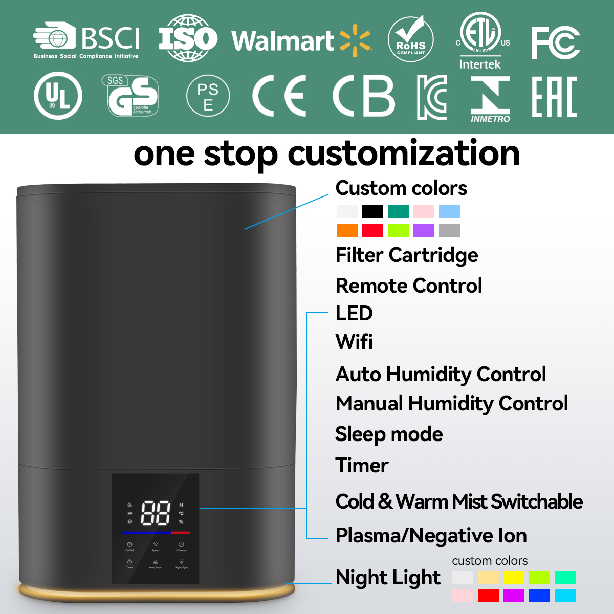 6L Essential Oil Diffuser Humidifier Top Fill LCD Touch Screen Night Light Sleep Mode for Living Room