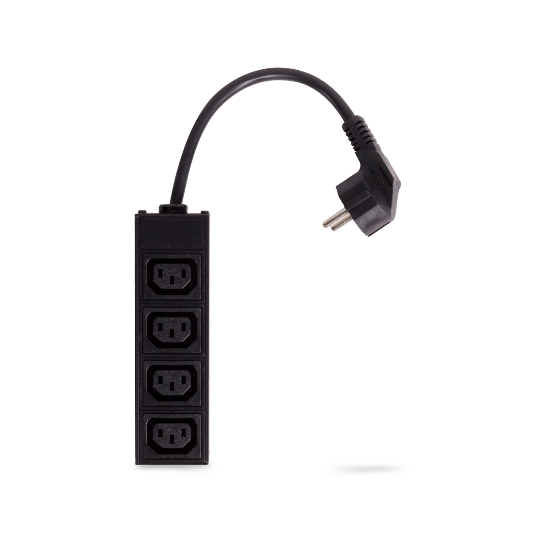 Переходник, SVC, Schuko на 4хС13 , C Schuko на 4 разъёма IEC C13, Кабель 3Gх1,5мм, Длина кабеля 20 cм, Вилка: 16А, Чёрный