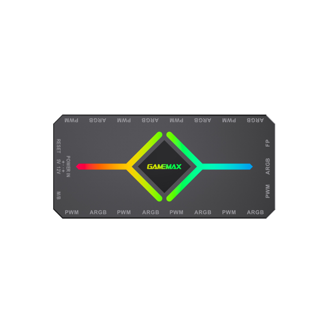 Контроллер подсветки, Gamemax, 1308-1300R0065, V4.0 ARGB+PWM HUB BK, ARGB 5V/3-pin, 9*ARGB 3pin, 1*SATA, 1*temp pwm input, 1*aura sync, Пульт, 118*55*17мм, Черный