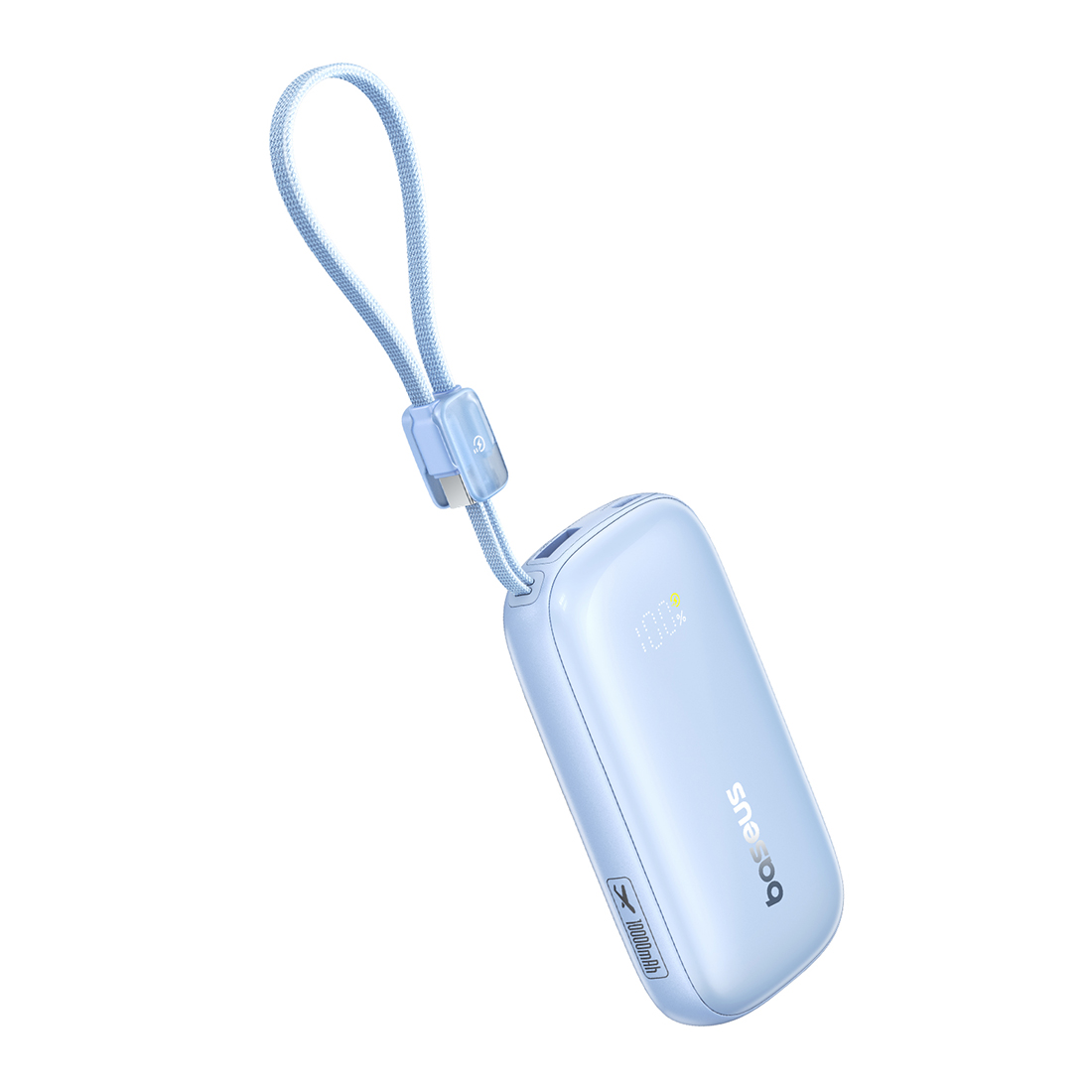 Портативный внешний аккумулятор, Baseus, EnerFill FC21 Qpow 3 Ultra (E0027Q03), 10000 мА·ч, 45 Вт, USB-C, USB-A, Lightning, Встроенный съёмный кабель, PD, QC, SCP, UFCS, Цифровой дисплей, Galaxy Blue, Синий