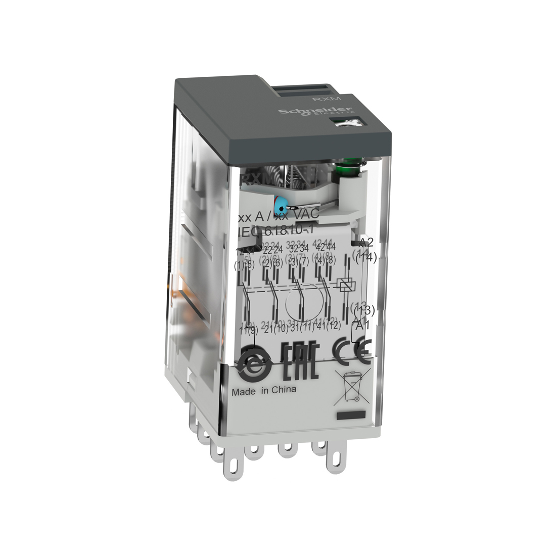 Реле интерфейсное RXM, SE, RXM4LB2P7, 3А 230В LED 4CO