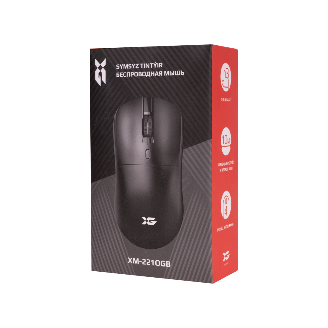 Компьютерная мышь, XG, XM-221OGB, Оптическая, 1000 dpi , 2*AAA, USB-адаптер 2.4 ГГц, Беспроводная, Чёрный