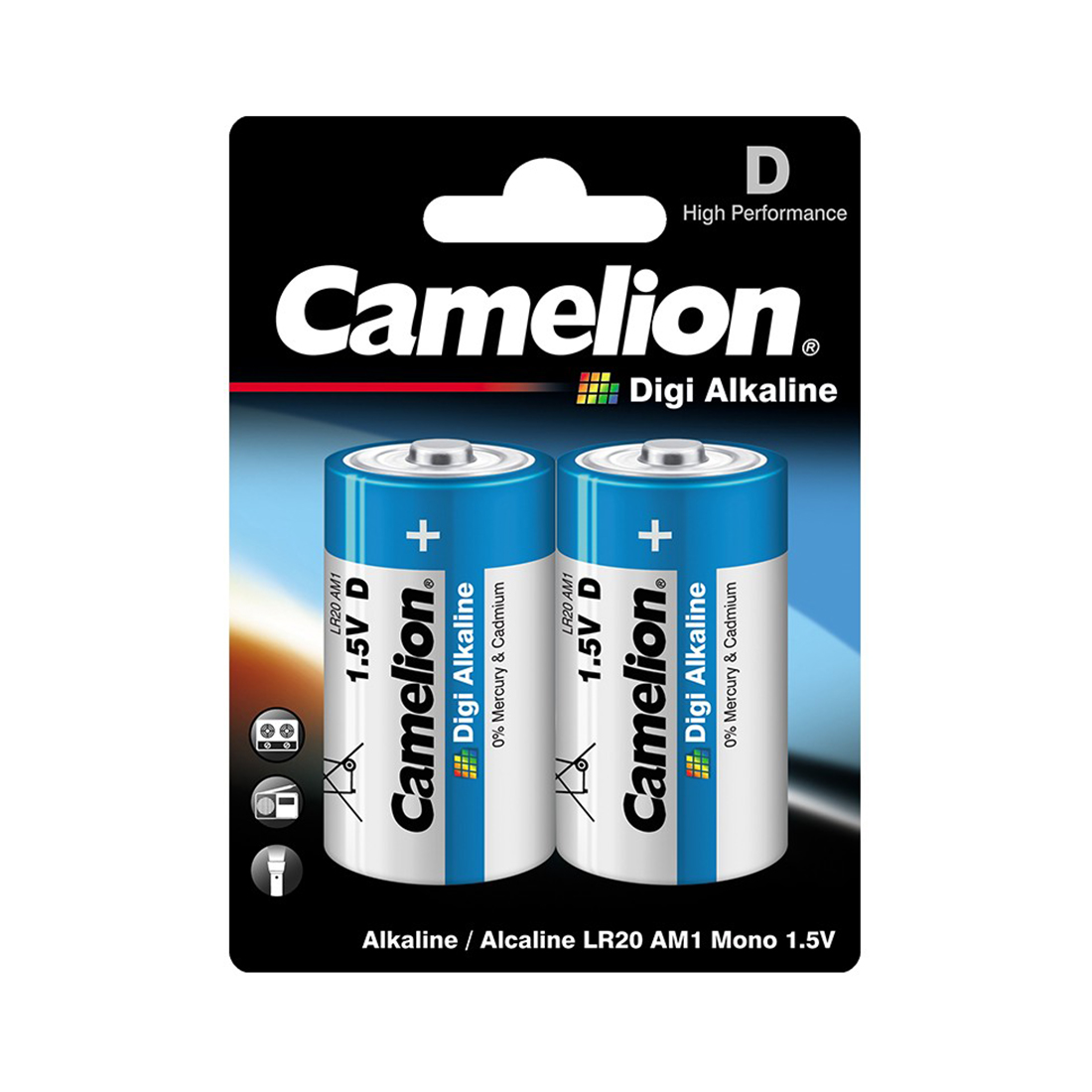Батарейка CAMELION LR20-BP2DG Digi Alkaline D 1.5V 20000 mAh 2 шт.