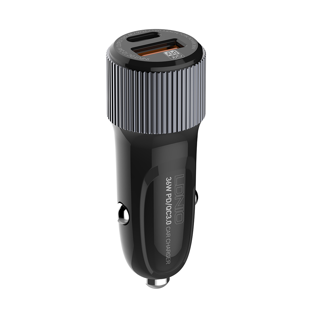 Автомобильное зарядное устройство LDNIO C510Q 2*USB(A,C) 5V 3.4A с кабелем Lightning (Iphone) 1м, Чёрный