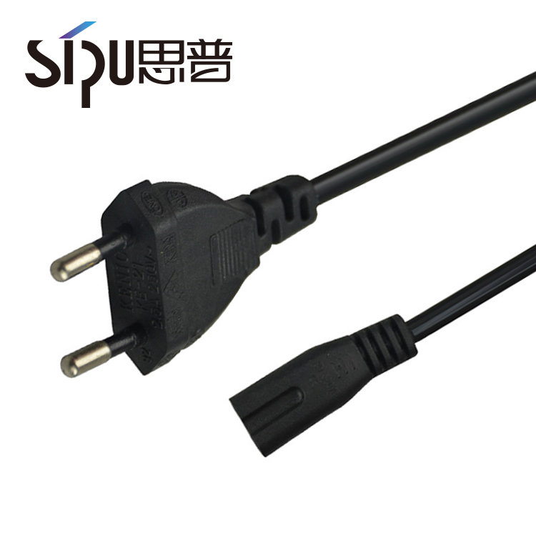 SIPU EU 2 Pin Assembled Plug AC Electric Wire Extension Cable IEC C7 Connector PVC Jacket IP11 Level 1m Power Cord for Computer