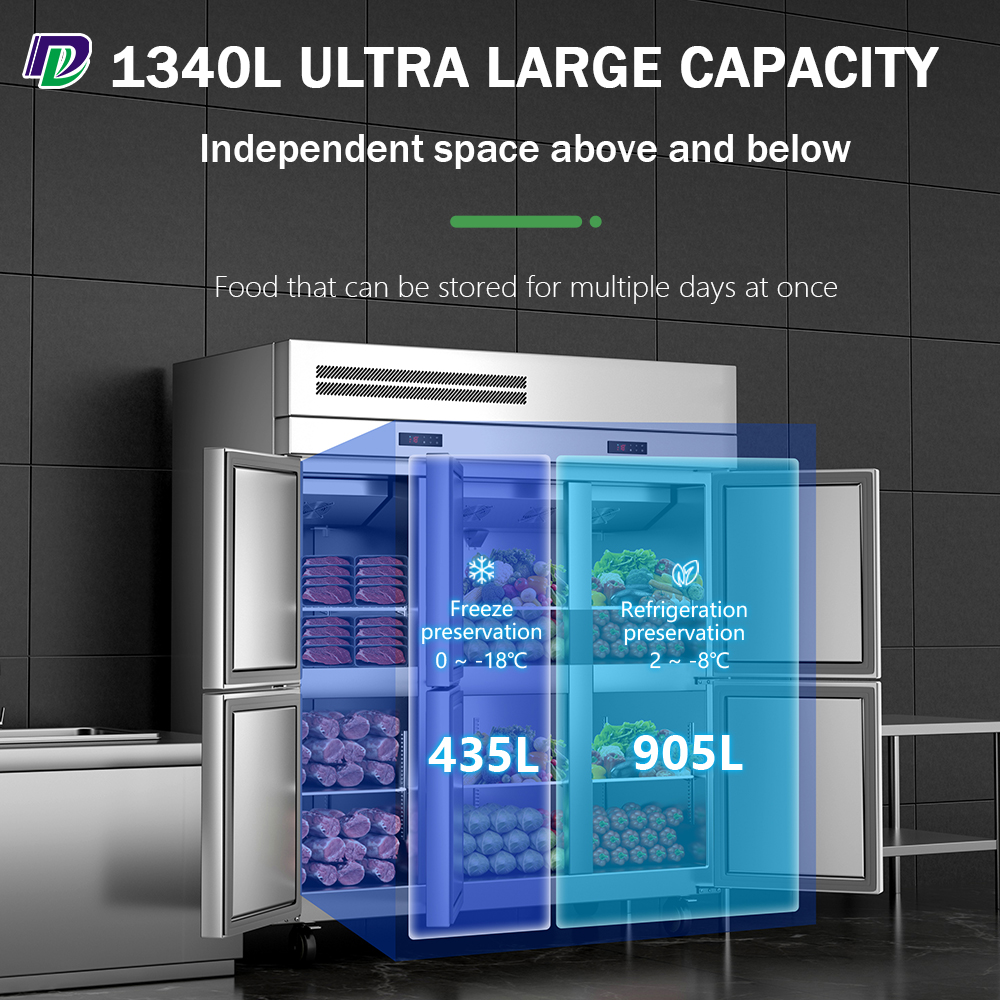 Professional Commercial  Kitchen Fridge Upright Doors Freezer Double Door Stainless Steel Freezer Refrigerator