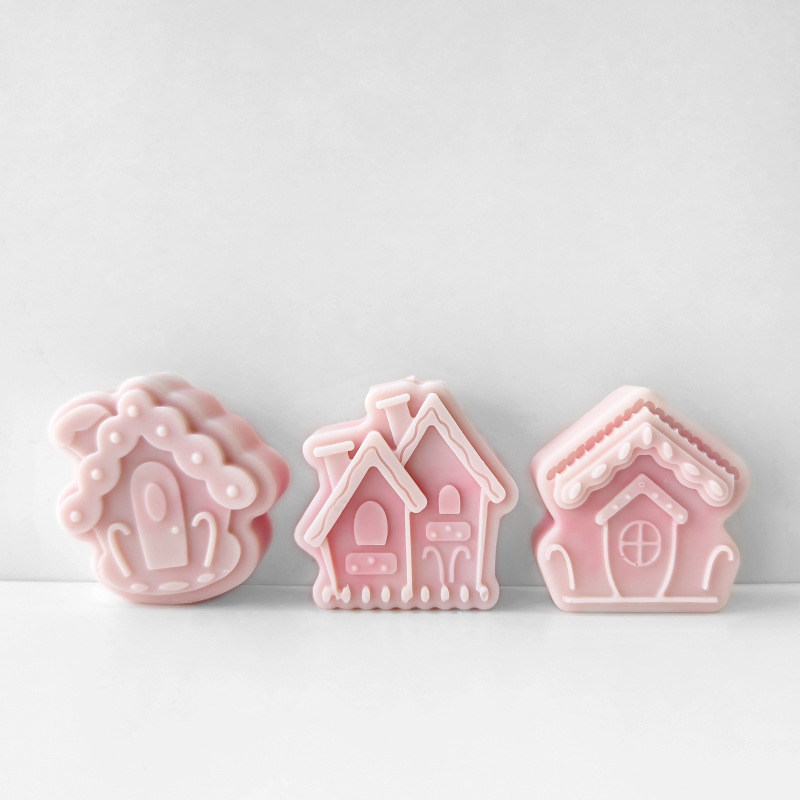DIY Cartoon House Shape Aromatherapy Candle Silicone Molds Homemade Soap Candle Making Silicone Moulds