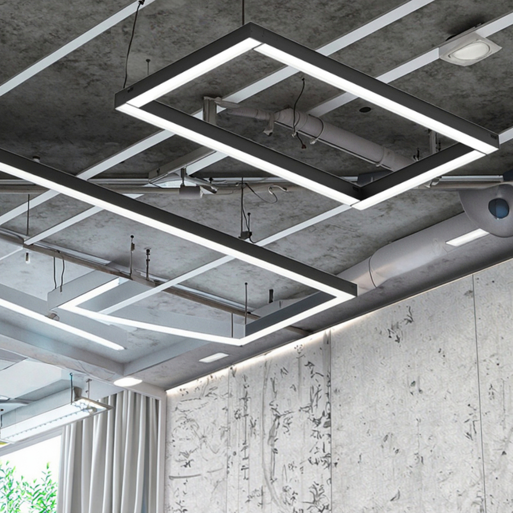 Office Meeting Room Interior Ceiling Lighting Chandeliers LED Lighting Black 3-Year Warranty Easy Installation