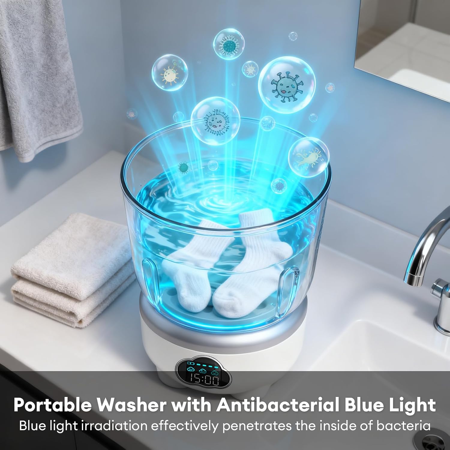 New 1.6L Automatic Washing Machine Mini Portable Washing Machine with Rotary Drying for Underwear Socks Home Camping Travel