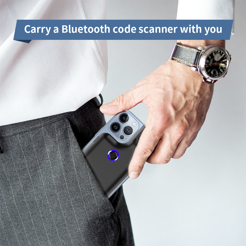 JR 101DC  Portable for Bluetooth Scanner with Backpack Clip 1D 2D Drop-Resistant QR Code Scanner with USB in Stock