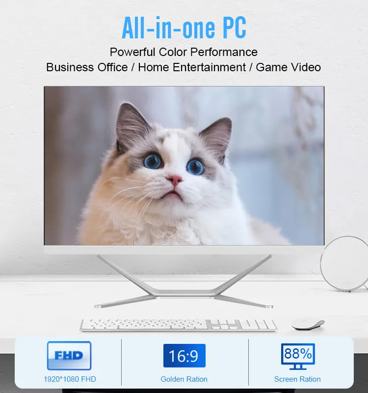 OEM ODM 24 Inch Intel N100 All-in-One PC 8GB 256GB Business Office Desktop Computer for Bulk Orders