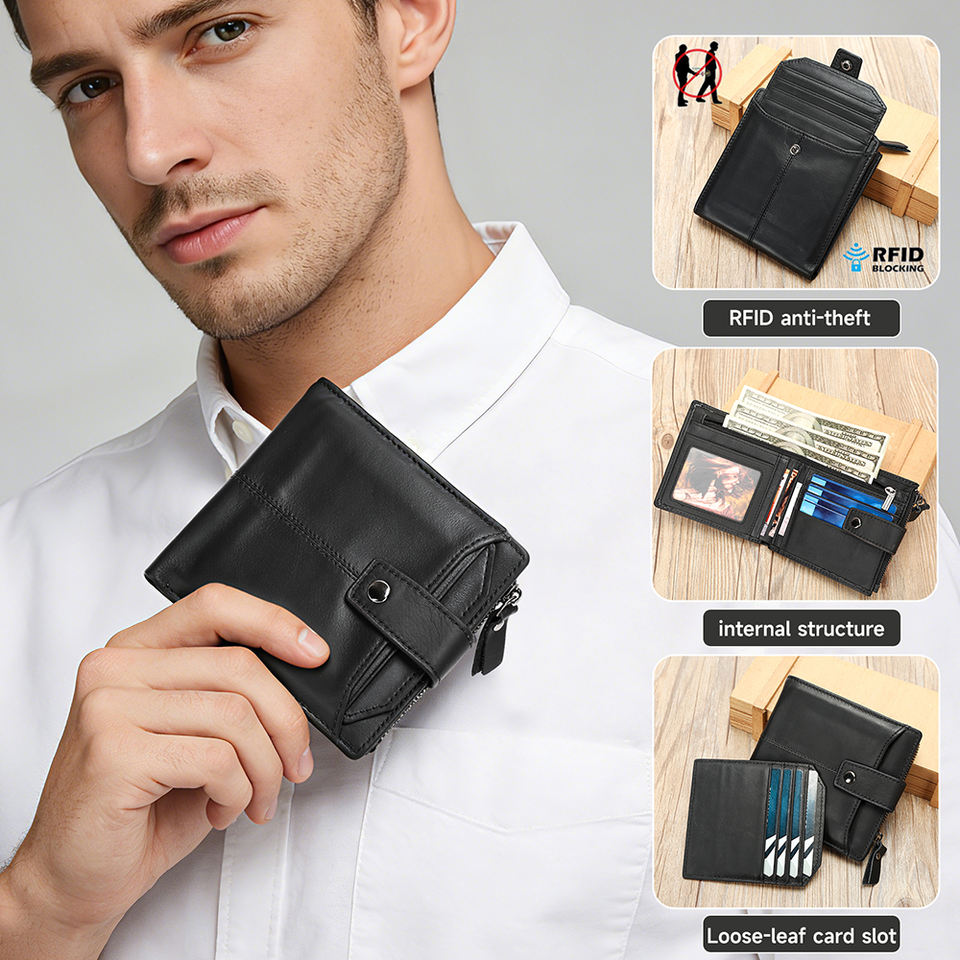 Мужской кожаный Bifold кошелек MARRANT с RFID