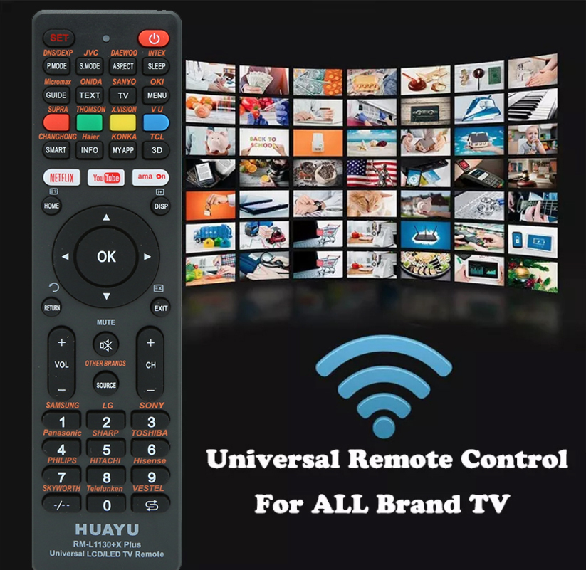 HUAYU RM-L1130+X Plus Black White Universal Tv Remote Control for All Tvs Super General Simple Setup Controller