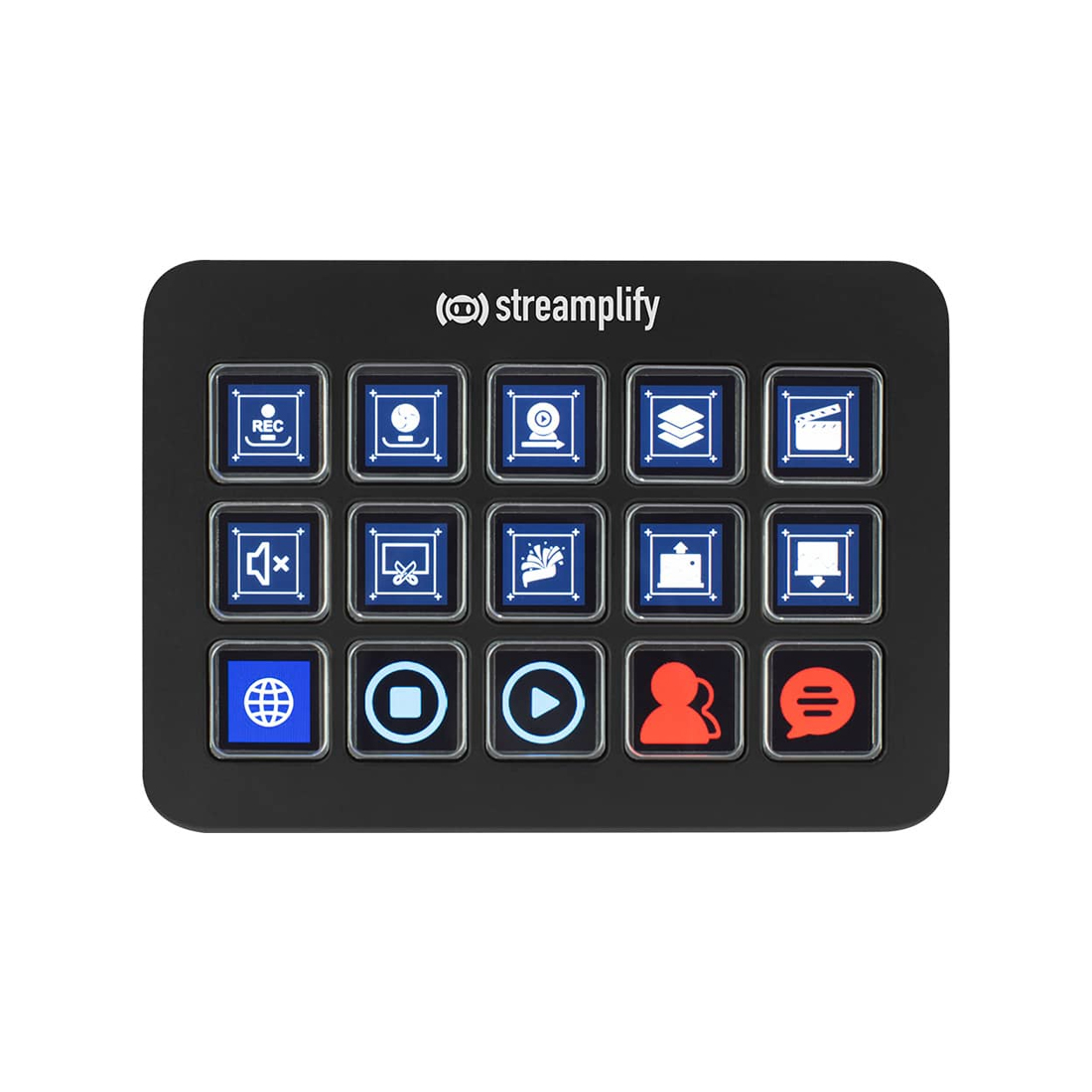 Стриминговый контроллер, Streamplify, STREAMING DECK-LCD 15 KEYS W/HUB BLK, 15 ЖК-клавиш, Type-C, USB 3.0x2, 133x94,5x19,7мм, Черный