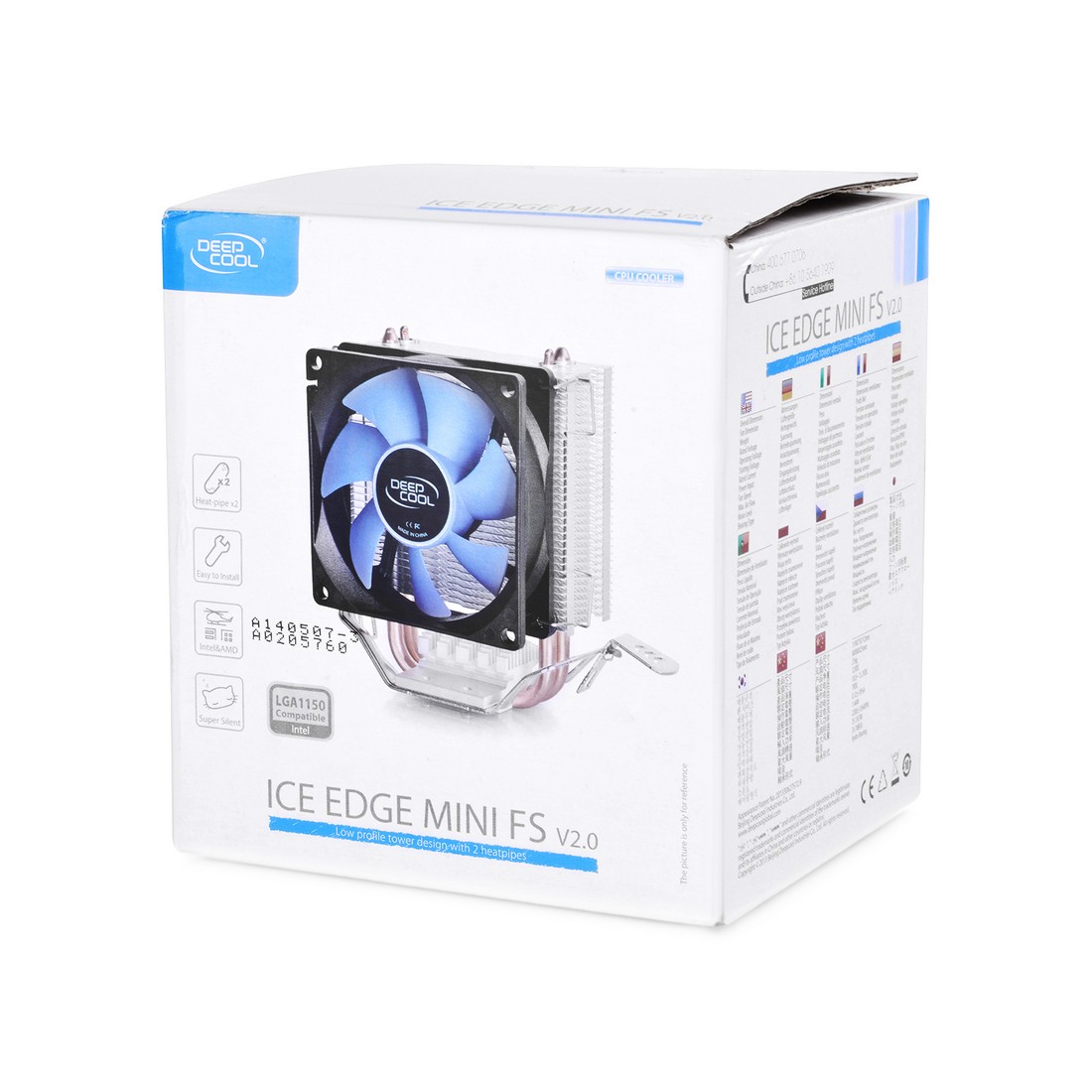 Кулер для процессора, Deepcool, ICE EDGE MINI FS v2.0 DP-MCH2-IEMV2, Intel 1851/1700/1200/115х и AMD AM5/AM4, 95W, 80мм, 2200±10% об/м, 25.13CFM, 24.7dB(A), 3pin, 119х75х112мм, Чёрный