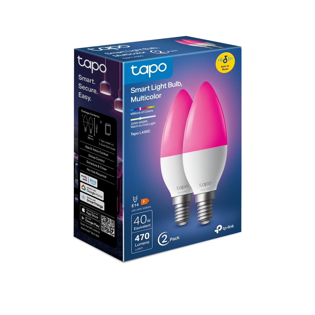 Умная многоцветная WiFi лампа Tp-Link Tapo L430C (2-pack)