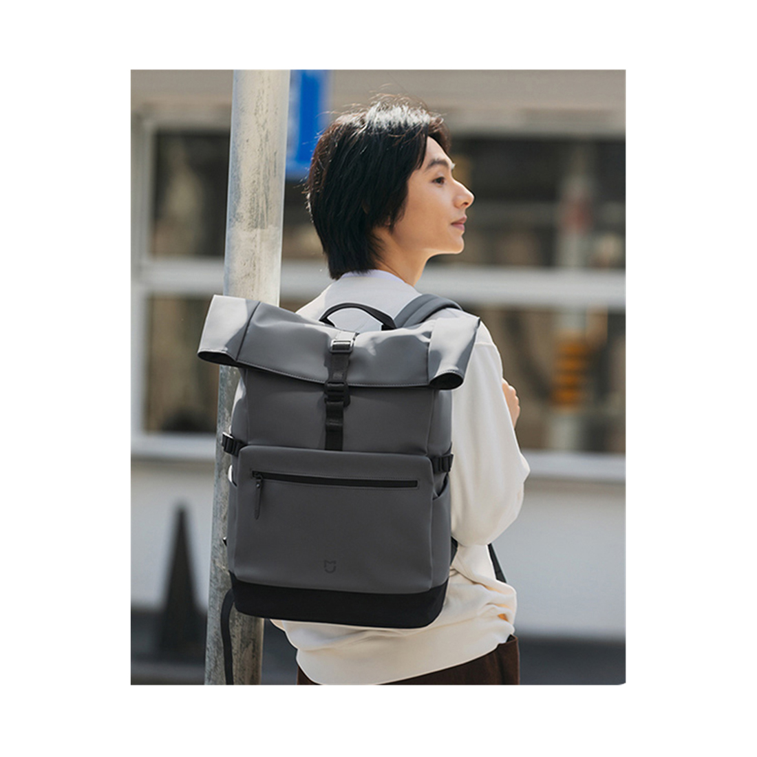 Рюкзак, Xiaomi, Roll Top Casual Backpack GL, Полиуретан + Полиэстер, 290  170  430 мм, Вес около 840г, Объем около 23л, Вмещает ноутбук 15,6 дюймов, Серый