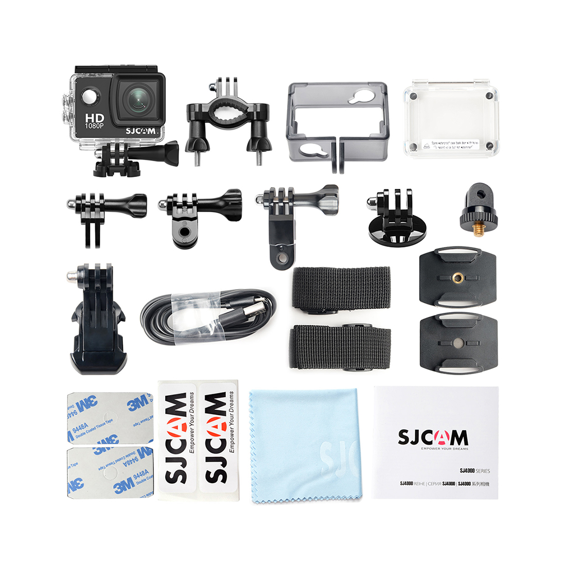Экшн-камера, SJCAM, SJ4000WIFI, 1080P/30 к/с, MicroSD до 32 Гб, Процессор NTK 96655, Разрешение фото 4032х3024, 12 МП 170°, Wifi 10 м , 900mAh, 1.5" сенсорный дисплей, Чёрный