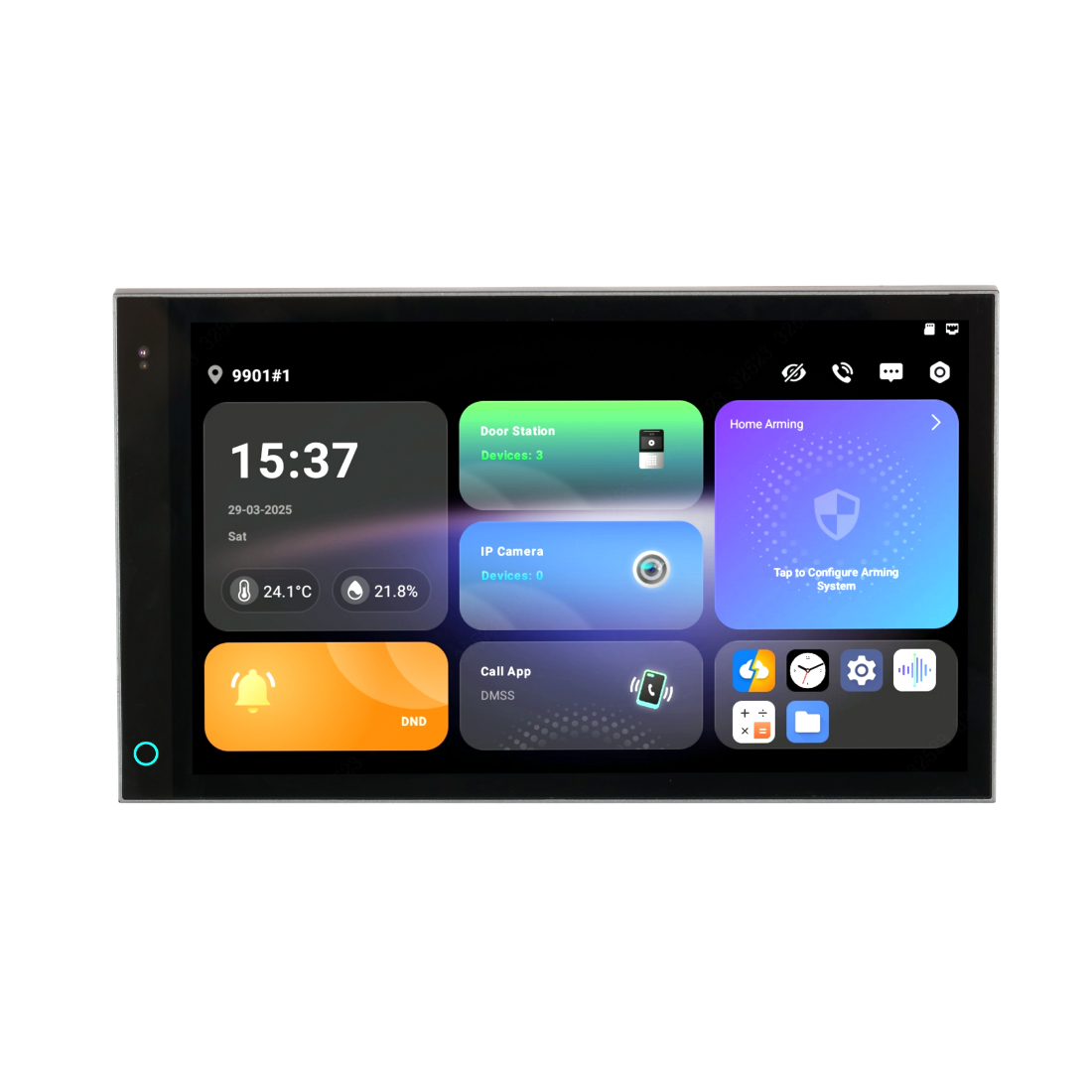 Домофонная система, Dahua, DHI-SCP3024A-B, Android 14, 7 дюймовый сенсорный экран, Оснащенное встроенным датчиком освещенности, устройство автоматически регулирует яркость экрана для комфортного просмотра.Wi-Fi 2.4 ГГц