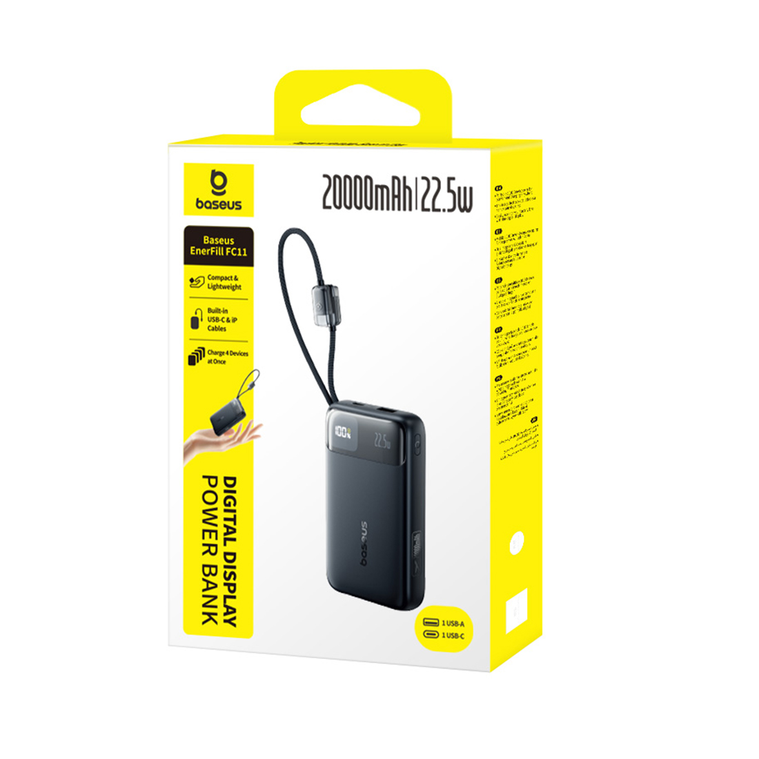 Портативный внешний аккумулятор, Baseus, EnerFill FC11 (E0027S04), 20000mAh, 22.5W,Черный