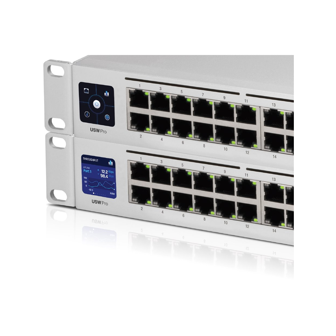 Коммутатор, Ubiquiti, USW-Pro-24-POE, Switch, Управляемый L3, 24GbE RJ45 (16PoE+, 8PoE++), 210Gbps SFP+, 802.3af/at/bt, бюджет 400W, 2 порта SFP+, 1.3 сенсорный LCM-дисплей, RJ45-консоль, Стоечный