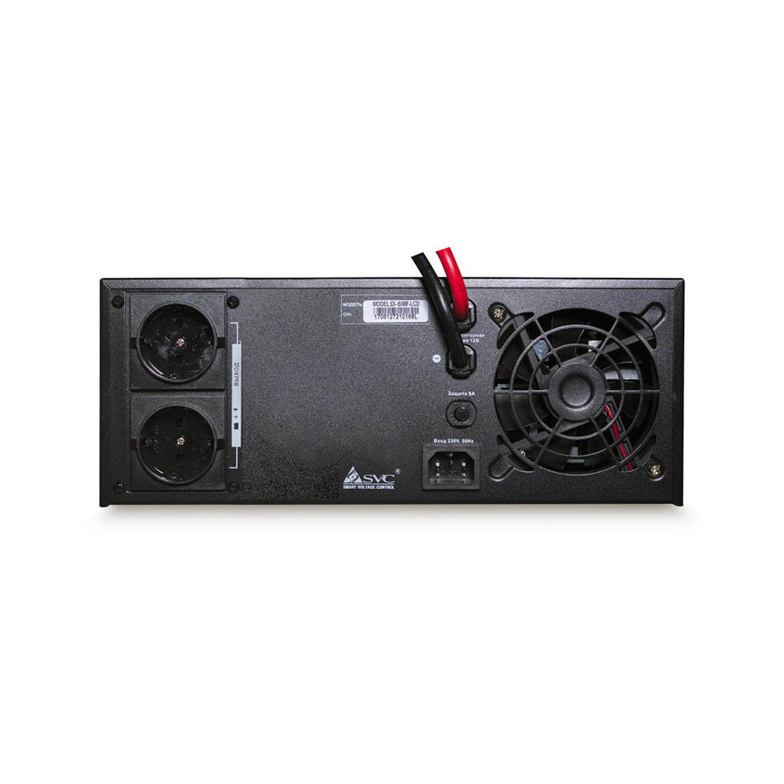 Инвертор, SVC, DI-600-F-LCD, Мощность 600ВА/360Вт, Вход 12В и/или 220В, Выход 220В (Чистая синусоида на выходе), Диапазон работы AVR: 145-270В, Функция заряда батарей 10A, Чёрный