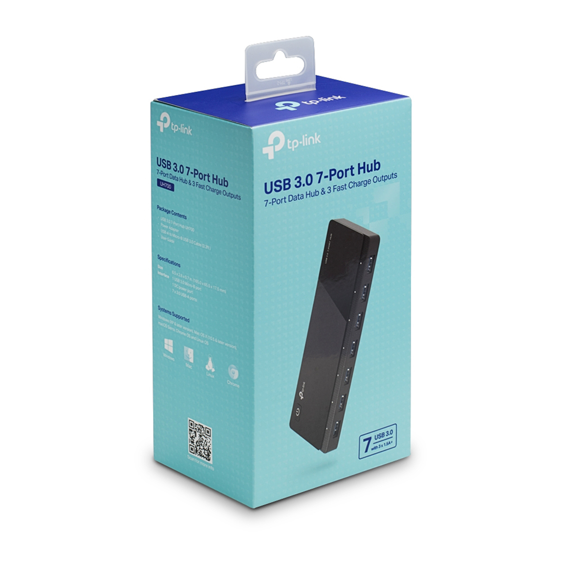 Концентратор USB, TP-Link, UH700, 7-портовый концентратор USB 3.0,1 порт micro USB, тип B