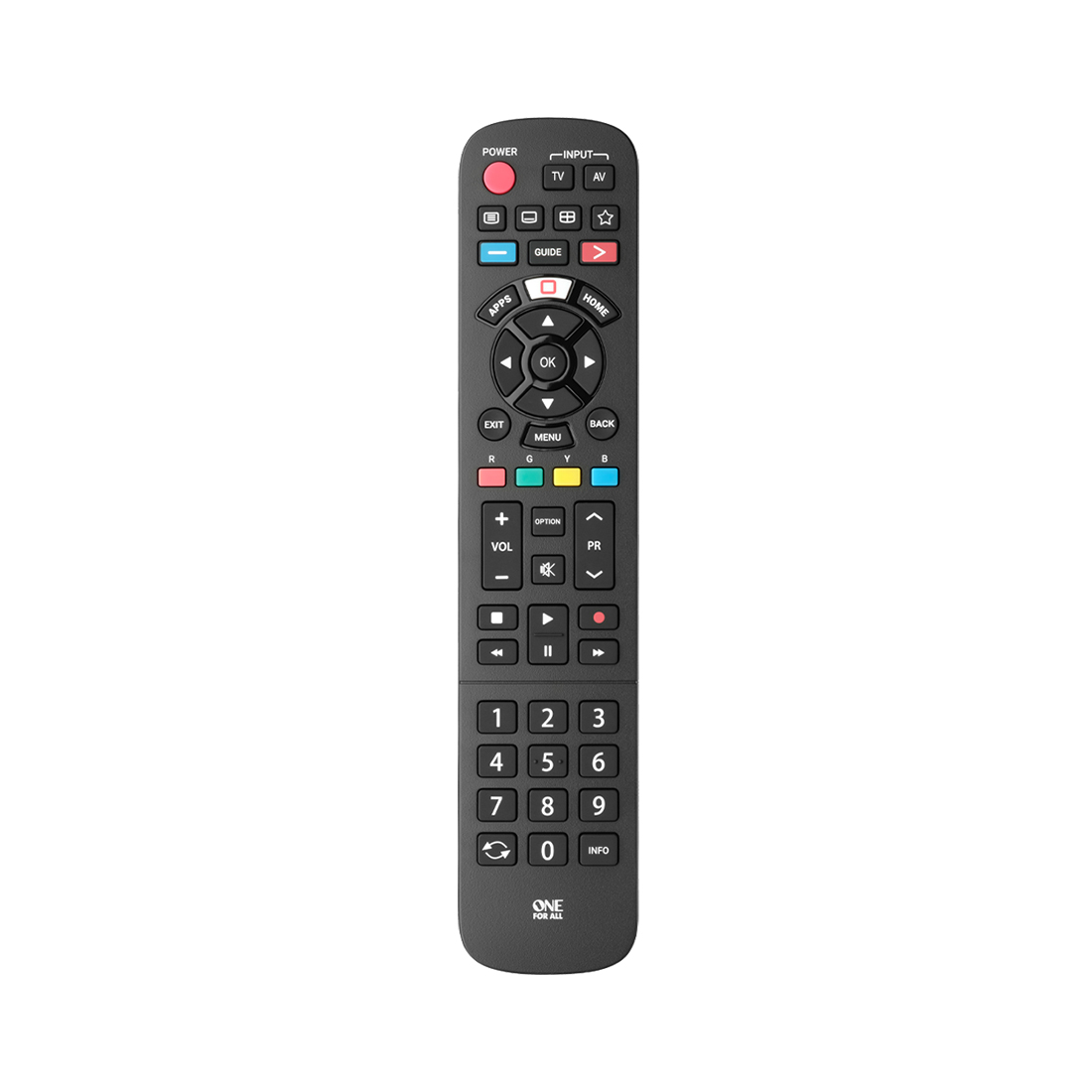 Пульт управления для телевизоров Panasonic, One For All URC4914 (замена 1914), не требует настройки, Питание 2xAAA, Чёрный